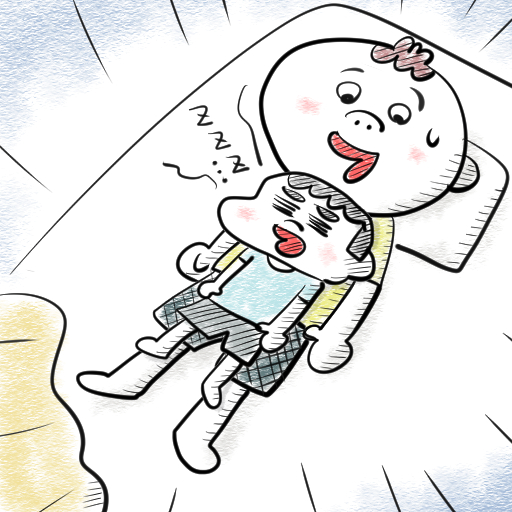 子育てパパあるある「時々子どもの敷布団と化す」